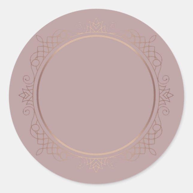 Custom Rose Gold Stylish Design Blank Template Classic Round Sticker (Front)