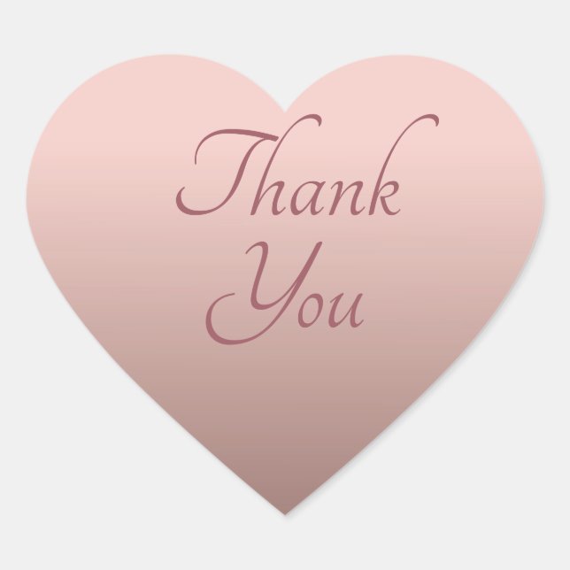 Custom Rose Gold Trendy Template Thank You Text Heart Sticker (Front)