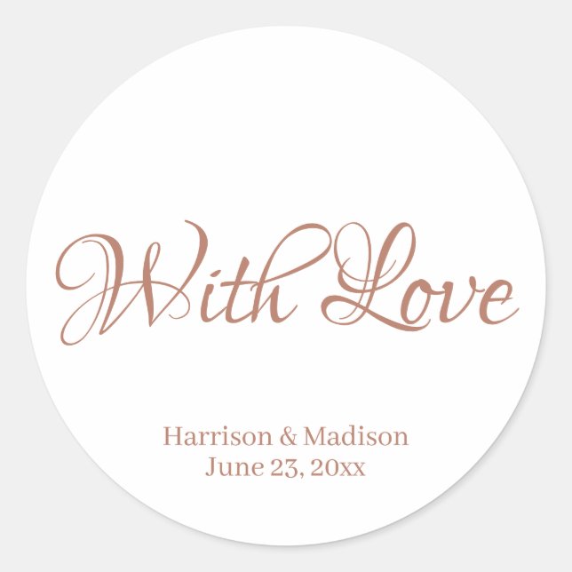 custom rose gold Wedding gift favour tag stickers (Front)
