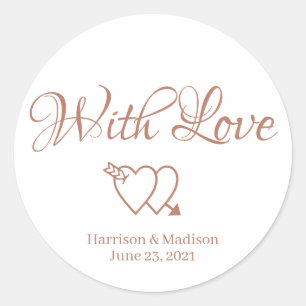 Custom rose hearts Wedding gift favour tag sticker
