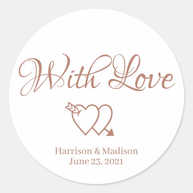 Custom rose hearts Wedding gift favour tag sticker (Front)