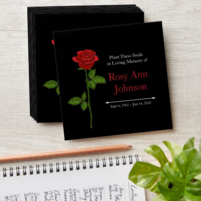 Custom Rose Memorial Seed Envelope (Stacked)