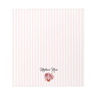 Custom Rose Painting Stripe Preppy Notepad