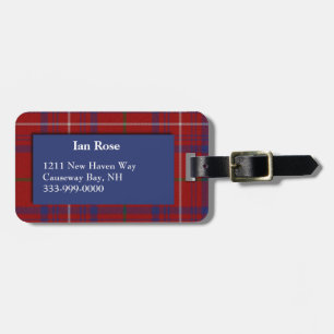 Custom Rose Tartan Plaid Luggage Tag
