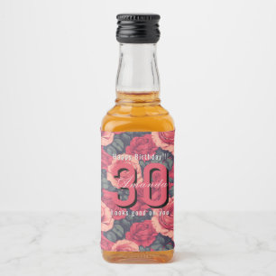 Custom Rose Themed 30Th Birthday Liquor Bottle Label