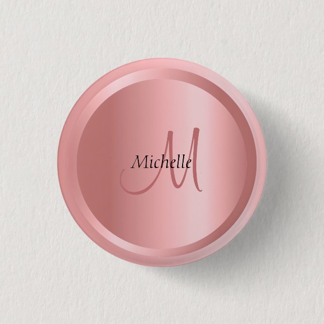 Custom Rosegold Mono gram Elegant Template 3 Cm Round Badge (Front)
