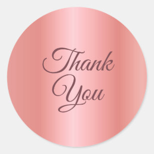 Custom Rosegold Thank You Text Elegant Template Classic Round Sticker