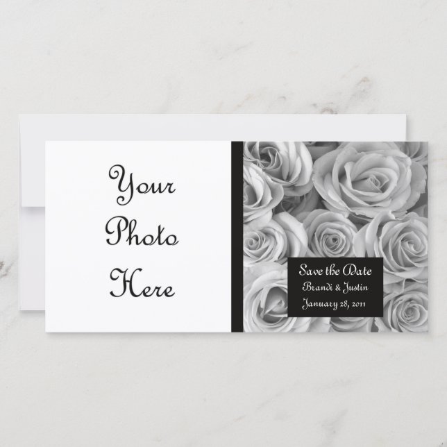 Custom Roses Save the Date Photo Card (Front)