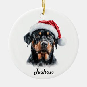 Custom Rottweiler Dog Ceramic Tree Decoration