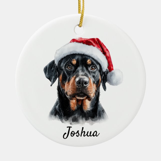 Custom Rottweiler Dog  Ceramic Tree Decoration (Front)
