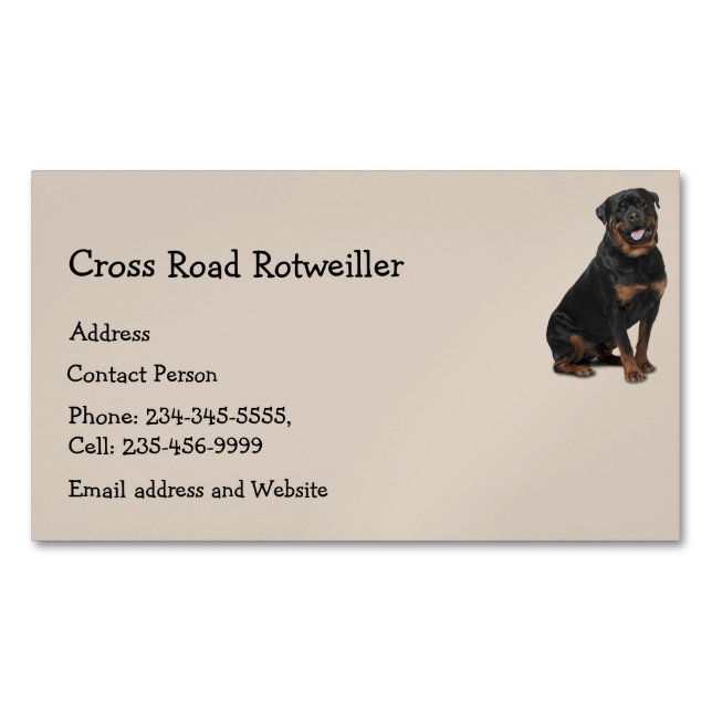 Custom Rotweiller Dog Pet Animal Logo Magnetic Business Card (Front)