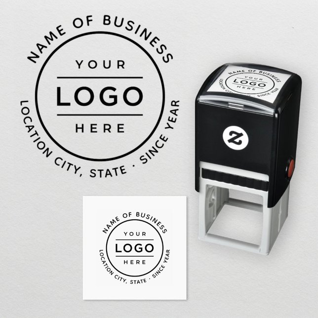Custom Round Business Name and Logo Self-inking Stamp (Creator Uploaded)