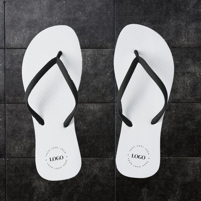Custom Round Circle Business Logo Minimalist Plain Flip Flops (Creator Uploaded)