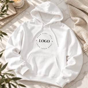 Custom Round Circle Business Logo Minimalist Plain Hoodie