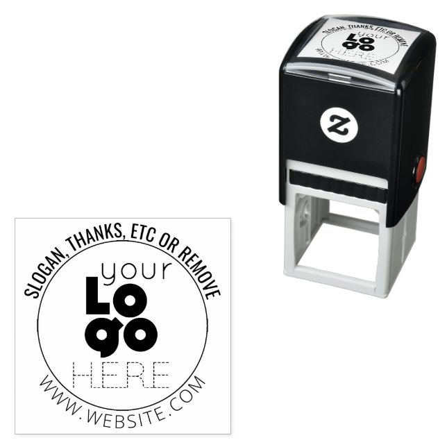 Custom Round Company Logo + Text Self-Inking Stamp (In Situ)