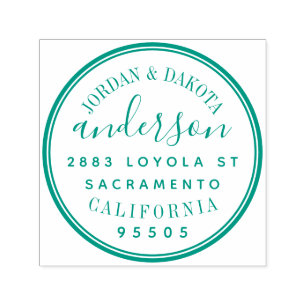 Custom Round Elegant Married Couple Address Self-inking Stamp