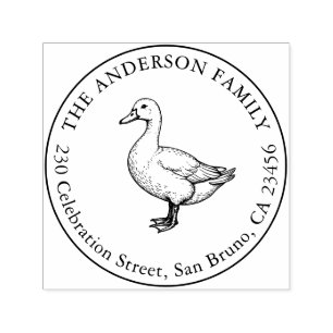 Custom Round Family Address Duck Return Address Self-inking Stamp