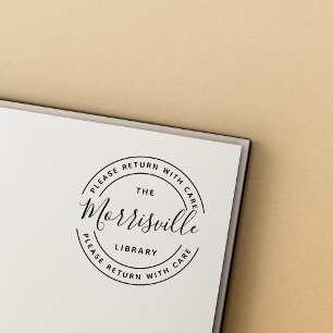 Custom Round From The Library Of Script Name Rubber Stamp