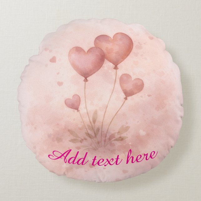 Custom Round Heart Balloon Pillow (Front)