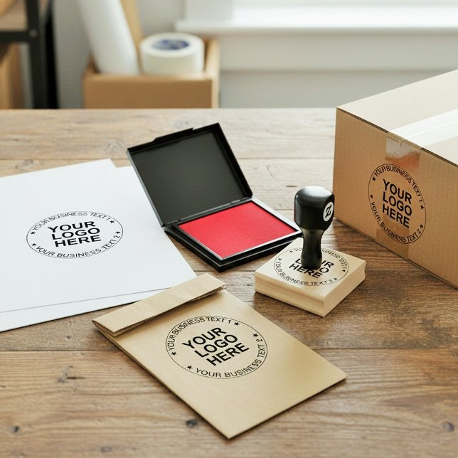 Custom Round Logo Stamp. Modern Business Text Seal Rubber Stamp (Custom Handmade Your Business Logo Rubber Stamp)