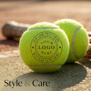 Custom Round Logo Text Stylish Tennis Balls Design