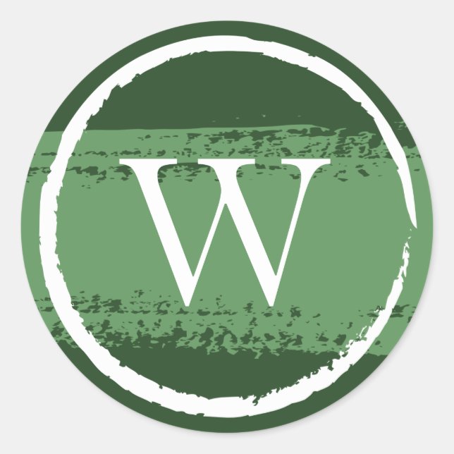 Custom Round Monogram Stickers | Green and White (Front)