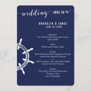 Custom Round Nautical Navy Blue Wedding Menu Wheel
