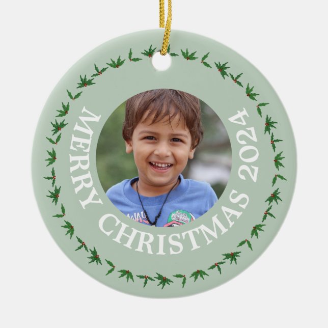 Custom Round Photo Christmas Ornament (Front)