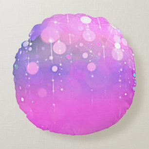 Custom round pillow in pink & purple.