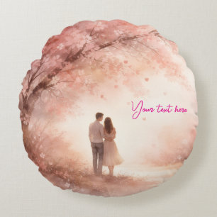 Custom Round Pillow – Romantic Couple Design