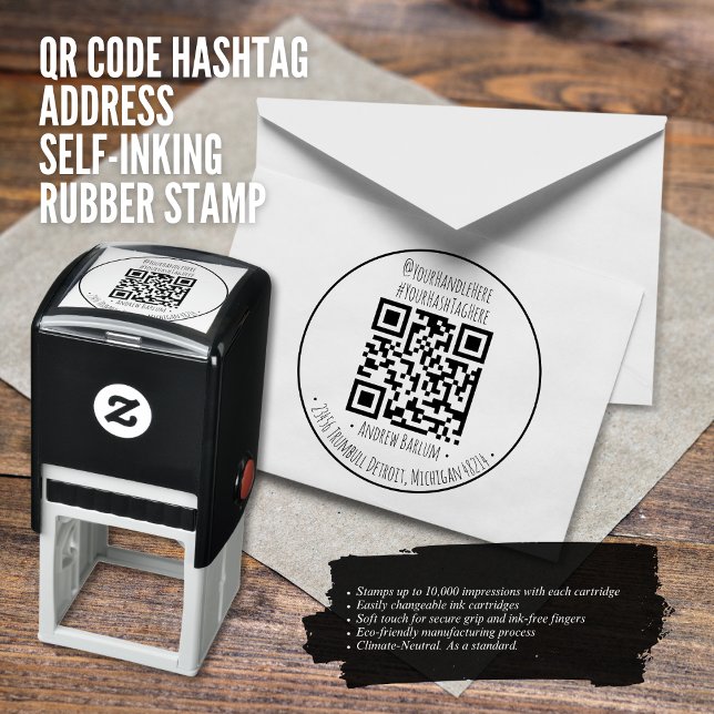 Custom Round QR Code Self-Inking Rubber Stamp (Custom Round QR Code Self-Inking Rubber Stamp)