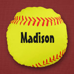 Custom Round Softball Pillow<br><div class="desc">Custom Round Softball Pillow: Add any text (player name,  team name,  number) in the text box to create your own personalised softball pillow.</div>