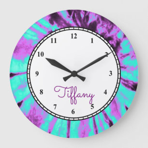 Custom Round Tie Dye Large Clock