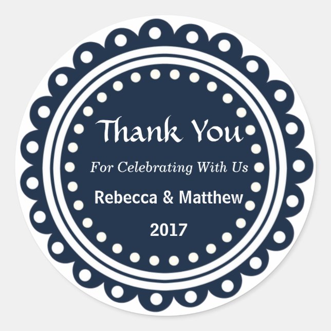 Custom Round Wedding Favour Thank You Stickers (Front)