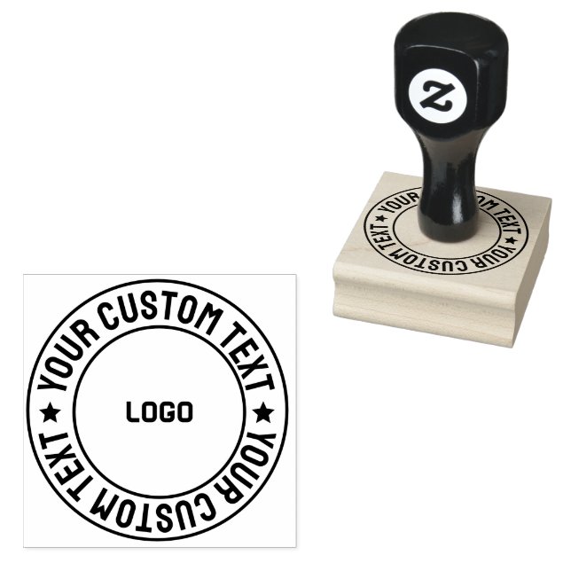 Custom Round Wood Stamp – Personalised Name, Logo (Stamped)