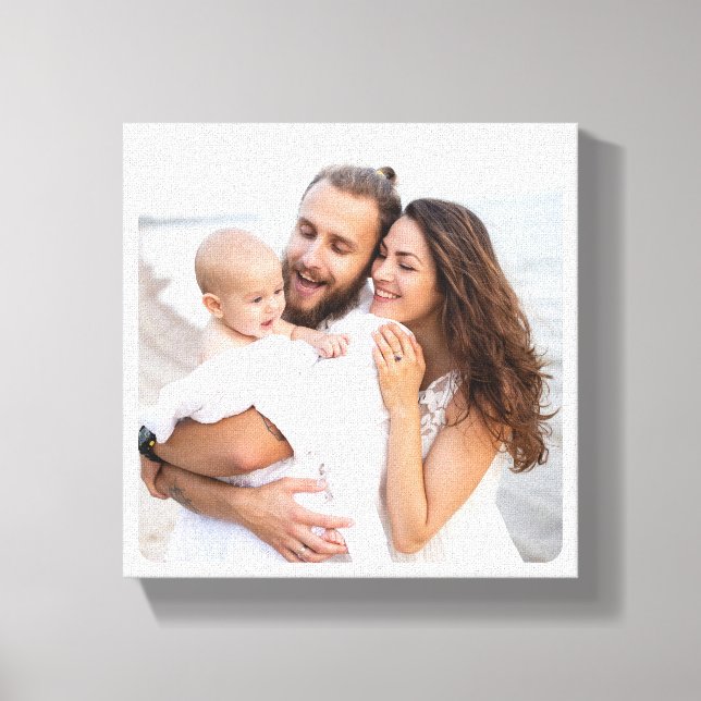 Custom Rounded Corner Photo Family Canvas Print (Front)