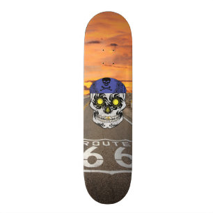 Custom Route 66 Motorcycle Candy Skull Deck Skateboard