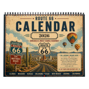 Custom Route 66 Vintage Get Your Kicks  Calendar
