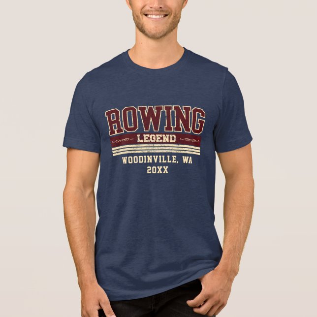 Custom Rowing Lover Rower Crew Location Date Name Tri-Blend Shirt (Front)