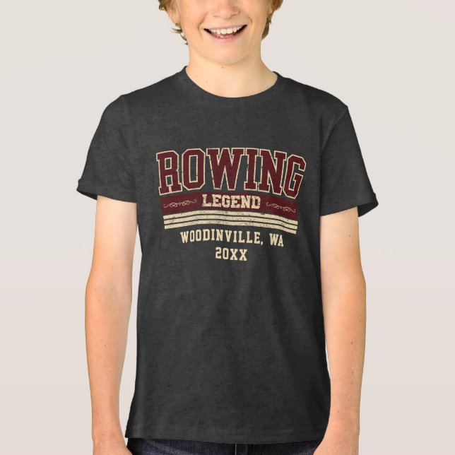Custom Rowing Lover Rower Crew Location Date Name Tri-Blend Shirt (Front)