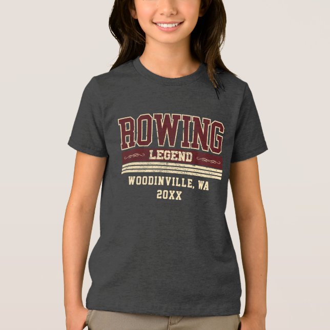 Custom Rowing Lover Rower Crew Location Date Name Tri-Blend Shirt (Front)