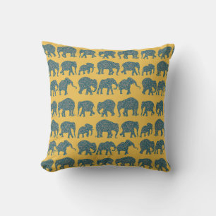 Custom Rows of Paisley Elephants Pillow or Cushion