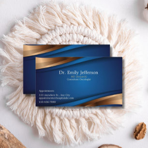 Custom Royal Blue Gold Modern Trendy Professional Business Card