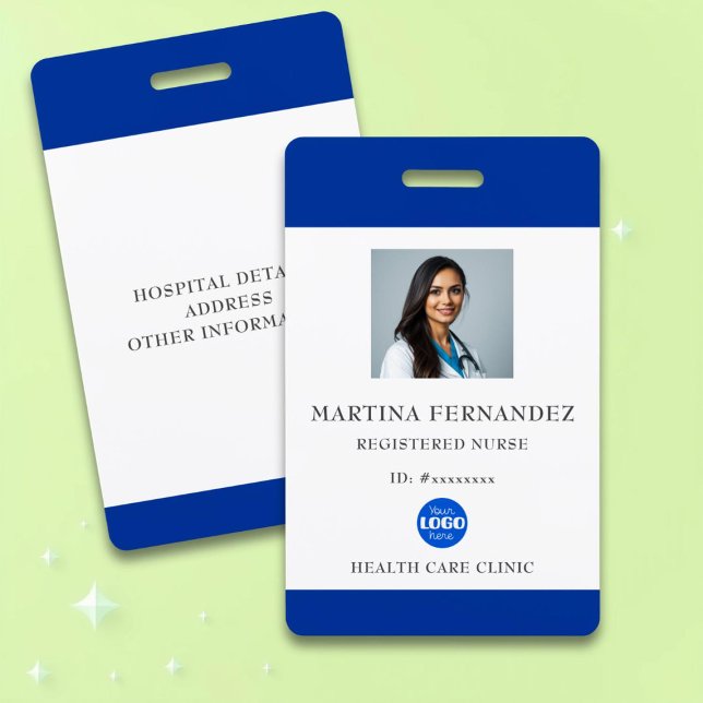 Custom Royal Blue Medical Hospital Employee Photo ID Badge (Creator Uploaded)