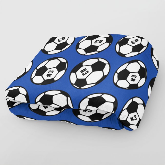Custom Royal Blue Soccer Ball Pattern Fleece Blanket (Creator Uploaded)