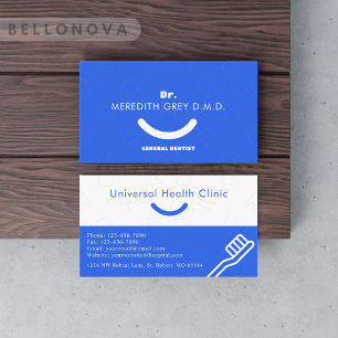 Custom Royal Blue White Dentist Doctors Fancy Business Card
