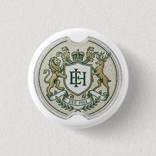 Custom Royal Coat of Arms Car Coaster   Vintage Mo 3 Cm Round Badge