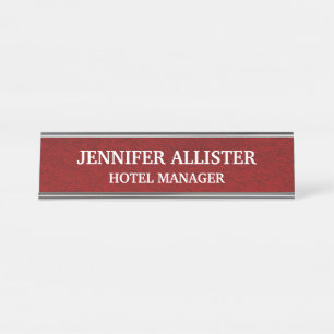 Custom Royal Crimson Velvet Desk Name Plate
