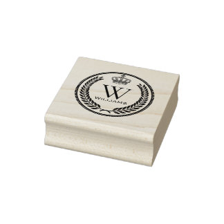 Custom Royal Crown Seam Monogram Rubber Stamp