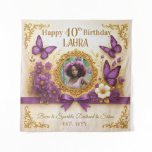 Custom Royal Gold Purple Butterfly Birthday Party
